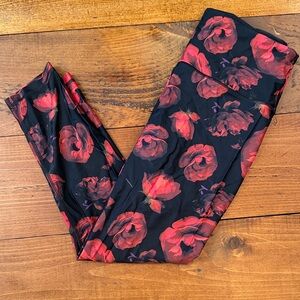 Victoria's Secret Black and Red Floral Leggings